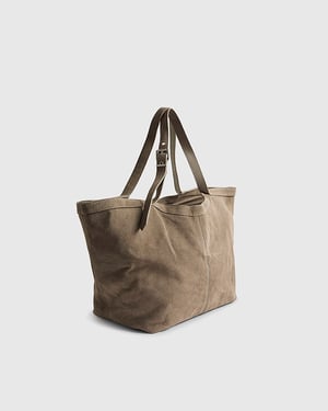 River Island Womens Shopper Bag Grey Buckle Handle Suede Zip Popper