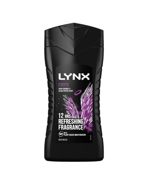 Lynx Excite 12-H Refreshing Fragrance Shower Gel Body Wash for Men, 3x225ml