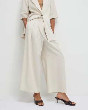 River Island Womens Trousers Beige Ankle Grazer Tailored