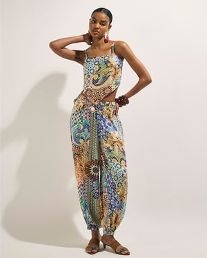 River Island Womens Trousers Blue Tile Print Hareem