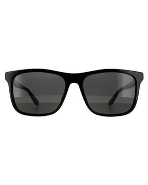 Gucci Rectangle Mens Black Grey Polarized Sunglasses
