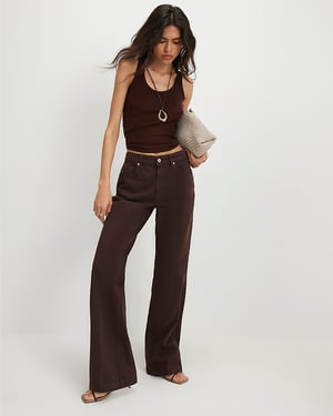 River Island Womens Bootcut Jeans Brown Mid Rise