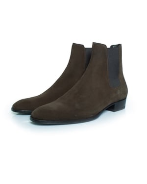 Saint Laurent Kaki suède Chelsea enkellaarsjes
