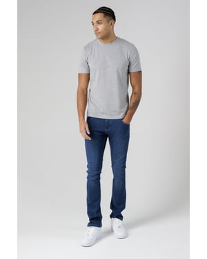 Blue Organic Cotton Blend Slim Fit Mid-Rise Denim Jeans