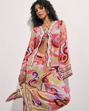 River Island Womens Cover Up Orange Swirl Floral Terry De Havilland