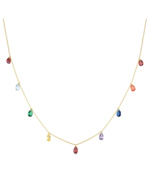 Luxenter Lukza-halsband i 925 sterlingsilver och flerfärgade zirkonia med 18k gul guldplätering