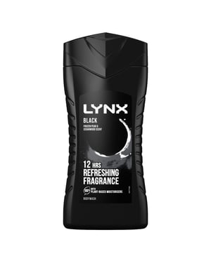 Lynx Black 12-H Refreshing Fragrance Shower Gel Body Wash for Men, 225ml