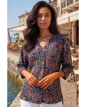 Ditsy Floral V-Neck Kimono Top
