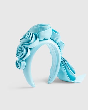 River Island Womens Headband Blue Rose 3D Floral Edwina Ibbotson