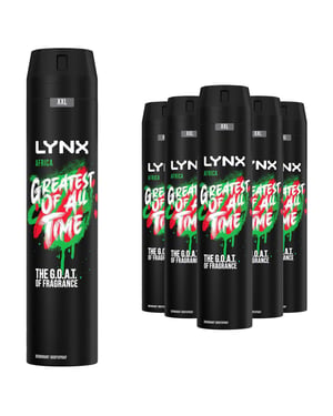 Lynx XXL Africa 48-Hour High Definition Fragrance Body Spray Deodorant, 6x250ml