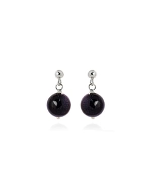 Luxenter oorbellen, 925 sterling zilver en blauwe aventurijn, gerhodineerd coleki