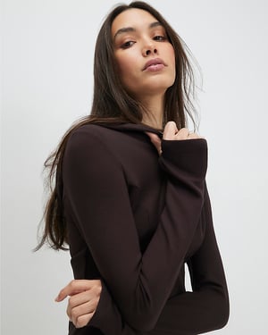 River Island Womens Hoodie Brown Long Sleeve Premium Zip