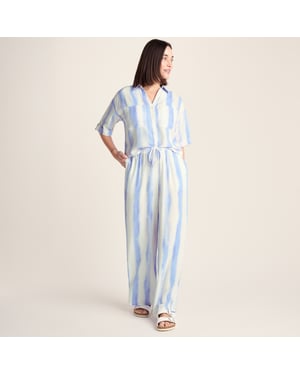 Christina Womens Wide Leg Lightweight Trousers - Blue Hues Print