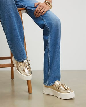 River Island Womens Trainers Gold Fringe Slip On Sneakers Round Toe