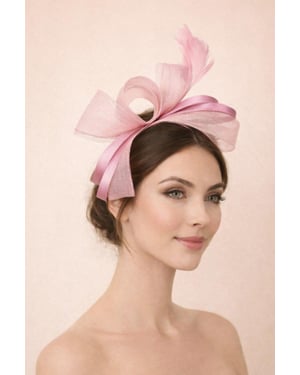 Bow Shaped Fascinator with Satin Loops & Feathers