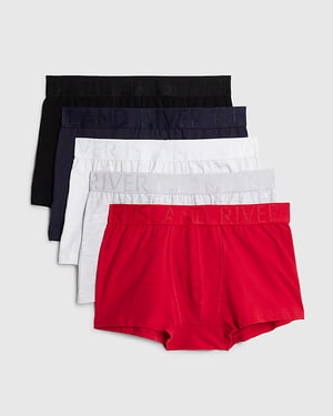 River Island Mens Trunks Red RI Waist 5 Pack Trunks Underwear