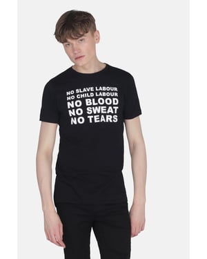 Black Organic Cotton Crew Neck Short Sleeve Graphic Print T-Shirt