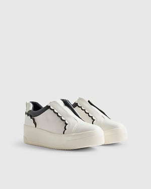River Island Womens Trainers White Scallop Trim Slip On Sneakers