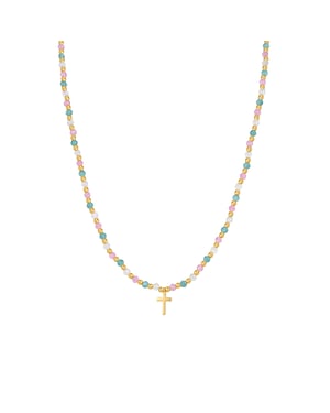 Luxenter Sterling Zilver 925 Ketting met Veelkleurig Kristal afgewerkt in 18K geel goud - Liwa