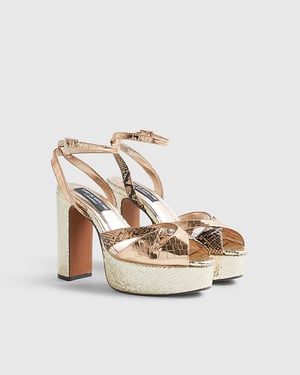 River Island Womens Heels Gold Cross Strap Terry De Havilland Shoes