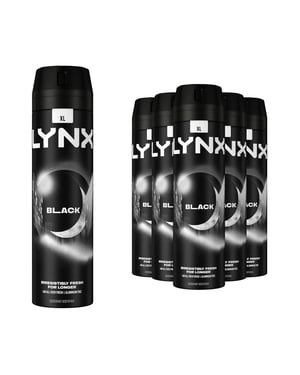 6 Pack Lynx XL Body Spray Deodorant, 200ml [Buy Six - Black]
