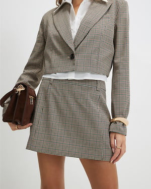 River Island Womens Skort Brown Check Print Hybrid Fabric Tailored