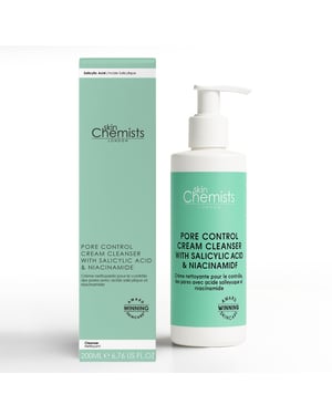 skinChemists Anti-Ageing Pore Control Cream Cleanser with Salicylic Acid & Niacinamide 200ml for Acne, Blemishes, Large Pores, Dullness