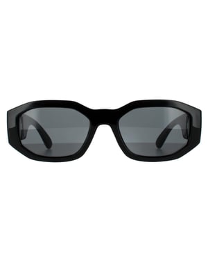 Versace Rectangle Unisex Black Dark Grey Sunglasses