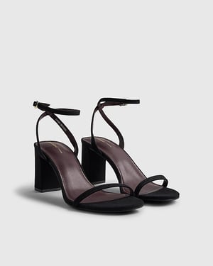 River Island Womens Heeled Sandals Black Wide Fit Open Toe