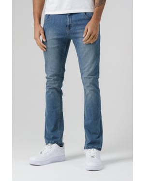 Blue Organic Cotton Blend Skinny Mid-Rise Denim Jeans