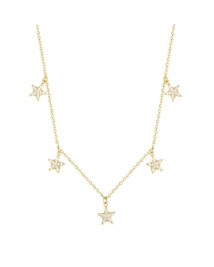 18ct Gold Plate CZ Star Drop Charm Necklace