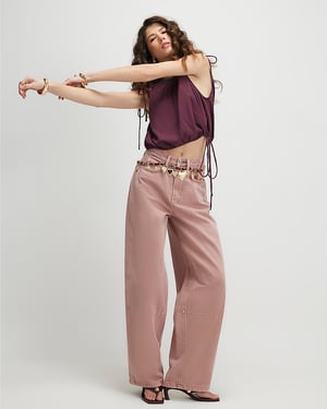 River Island Womens Balloon Leg Jeans Pink High Waisted