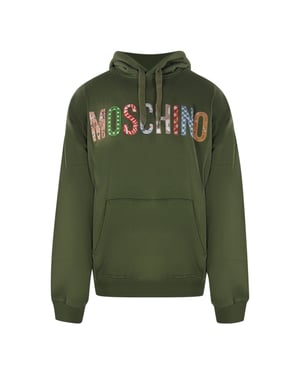 Moschino Bold Geborduurde Hoodie Met Veelkleurig Logo In Groen