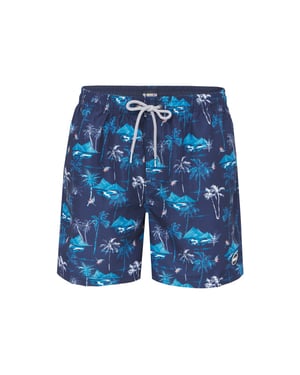 Happy Shorts Heren zwemshort tropisch eiland print donker