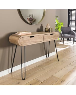 Hoyz Hoyz kaptafel barrel 2 lades hout 120x30x76
