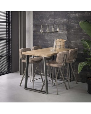 Hoyz Hoyz bartafel industrieel massief mangohout blank trapezium 135x70x92
