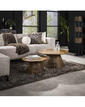 Hoyz Hoyz salontafel tweak massief mango zandkleur set van 2
