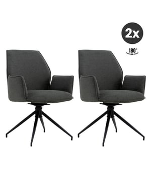 Multifurn 2x collectables jill eetkamerstoel linnen antraciet (set van 2)