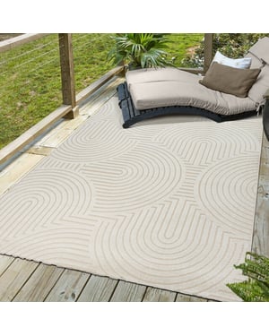 Muratap Berlin outdoor japandi - vloerkleed binnen en buiten laagpolig tapijt tuin- 160x230 cm