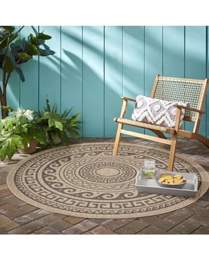 Muratap Natur vloerkleed floral rond buitenkleed sisal laagpolig indoor en outdoor 120 cm rond