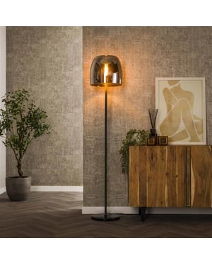 Hoyz vloerlamp 1l drift glass smoke grey glas