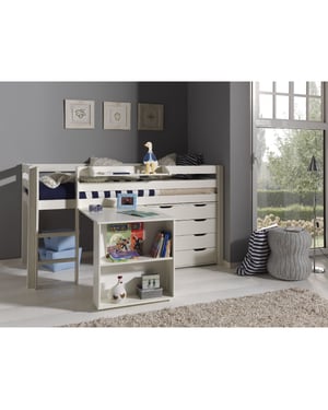 Lucevi pino halfhoogslaper h115cm met ladder 90 x 200 cm pino bureau voor