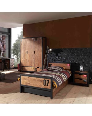 Lucevi alex bed + lattenbodem + rolbed + nachtkastje + 3 deurs kleerkast -