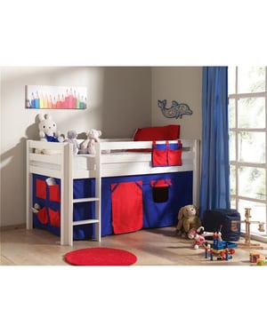 Lucevi pino halfhoogslaper h115cm met ladder 90 x 200 cm domino