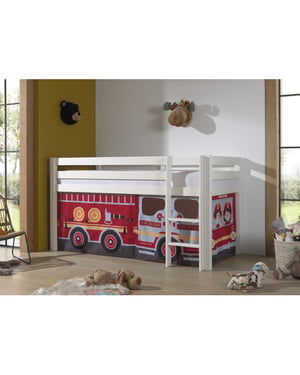 Lucevi pino halfhoogslaper h115cm met ladder 90 x 200 cm fire truck
