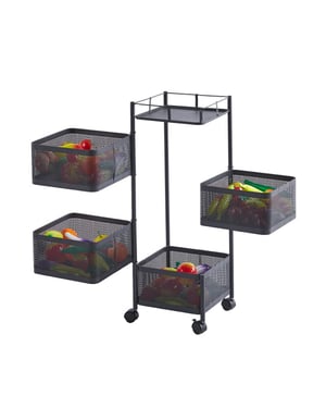 Furnilux Keukenrek met 4 manden functioneel en stijlvol zwart 28 x 28