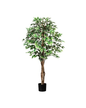 Kopu ® kunstplant ficus 150 cm 840 /witte bladeren natuurstam