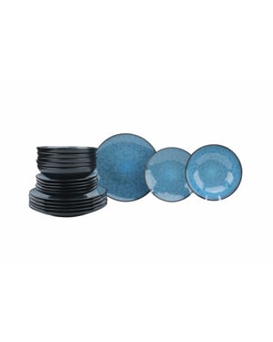 Luzzo ® oland serviesset 6 persoons 18 delig blauw