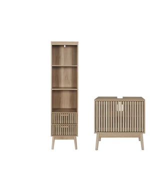 Home Deco Factory Badkamermeubel klaus set wastafelonderkast + kolomkast hoog