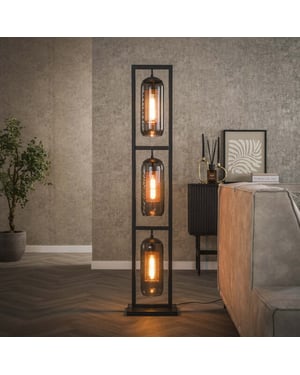 Hoyz Hoyz vloerlamp tower 3l smoke glas artic zwart